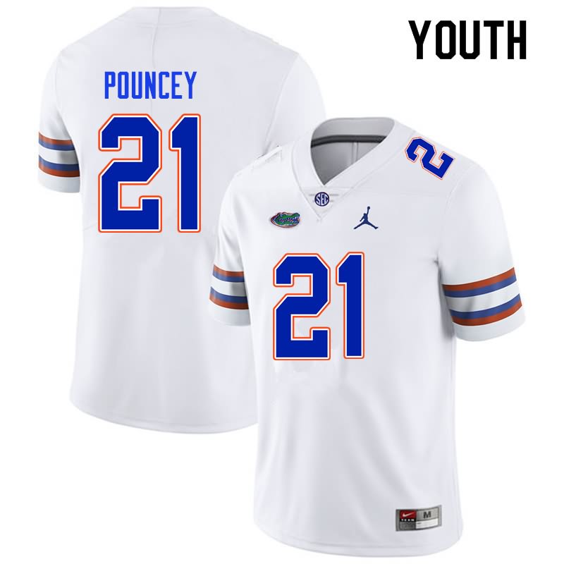 Youth NCAA Florida Gators Ethan Pouncey #21 Stitched Authentic Nike White College Football Jersey OKY3765TT